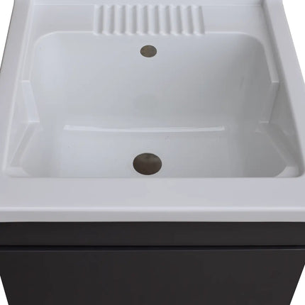 Mobile Lavatoio in legno Nobilitato Grigio con uno sportello e pilozzo lavabo in resina x lavanderia bagno