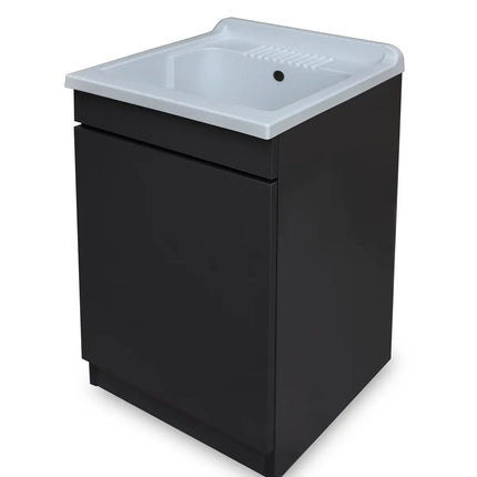 Mobile Lavatoio in legno Nobilitato Grigio con uno sportello e pilozzo lavabo in resina x lavanderia bagno