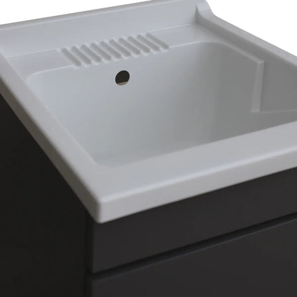Mobile Lavatoio in legno Nobilitato Grigio con uno sportello e pilozzo lavabo in resina x lavanderia bagno