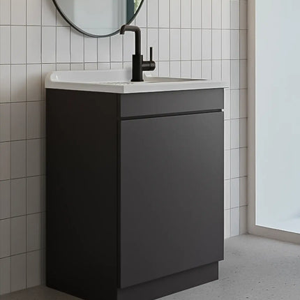 Mobile Lavatoio in legno Nobilitato Grigio con uno sportello e pilozzo lavabo in resina x lavanderia bagno
