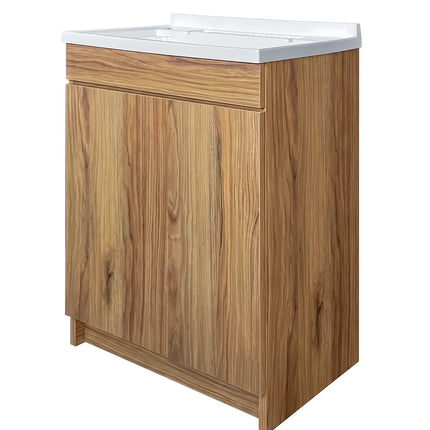 Mobile Lavatoio in legno Nobilitato Rovere Maryland con uno sportello e pilozzo lavabo in resina x lavanderia bagno
